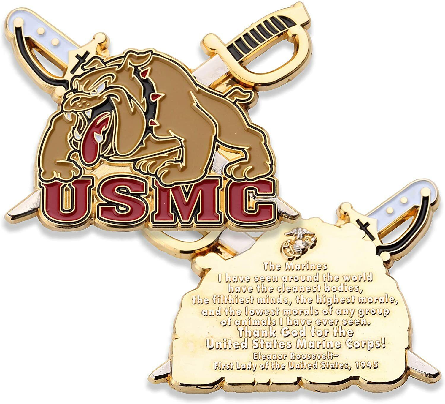 USMC Mascot Crossed Swords Officially Licensed Challenge Coin 