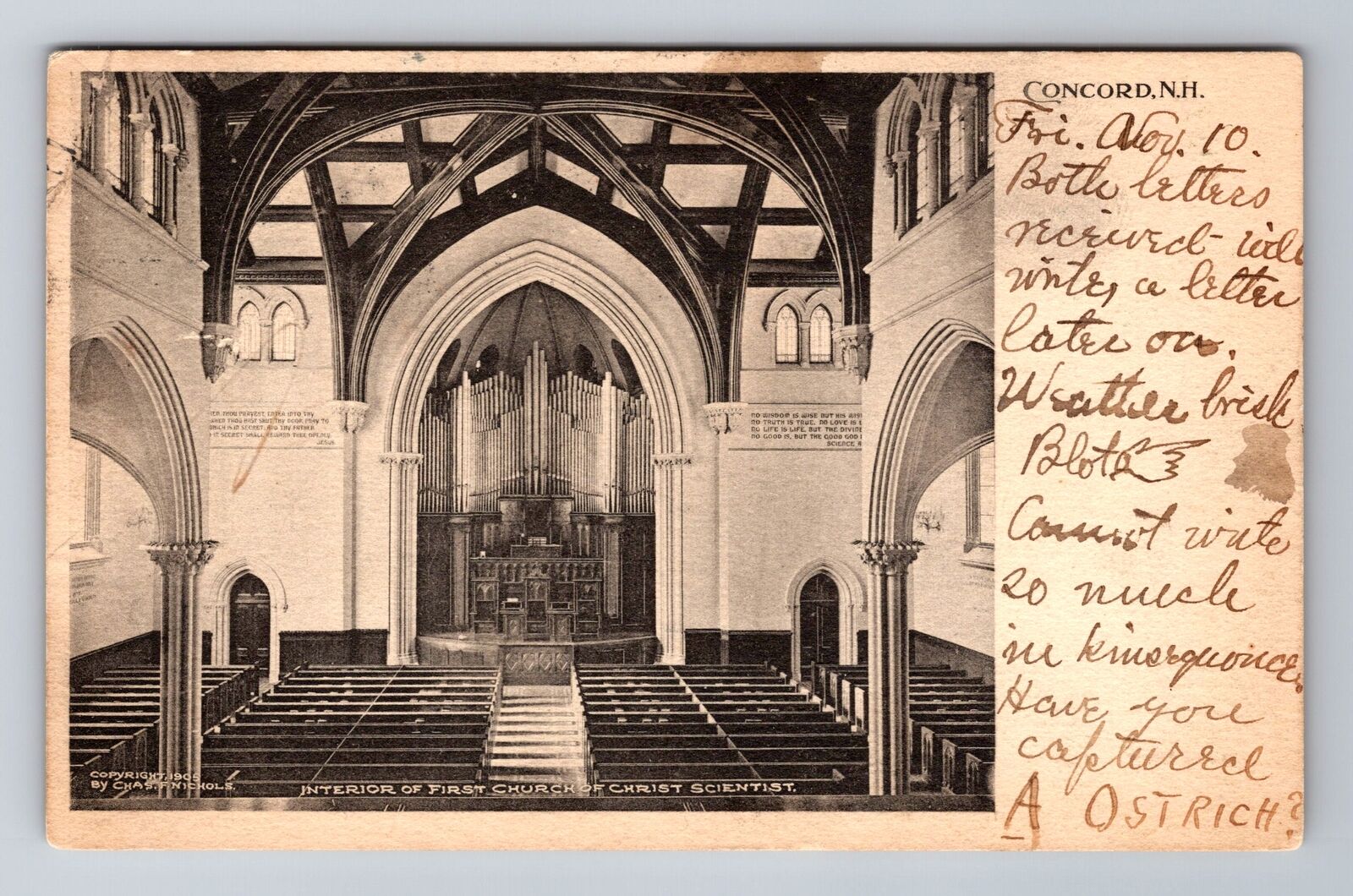 Concord NH-New Hampshire First Church Of Christ Scientist Vintage c1905 Postcard