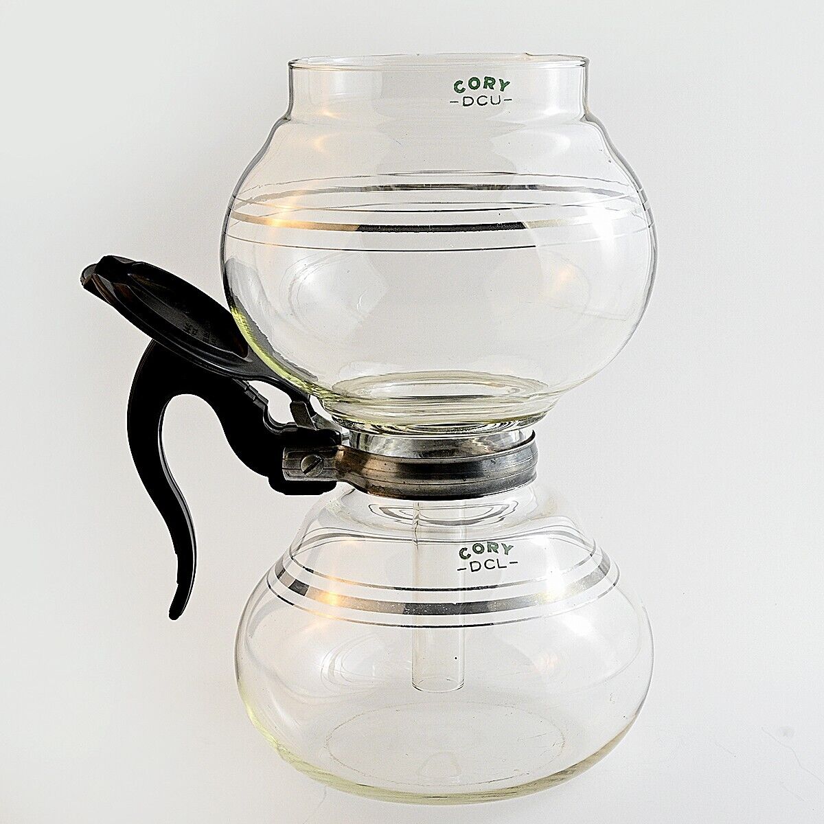 Cory Glass Vacuum Coffee Pot Rubberless w Filter Rod Bakelite Deco Design VTG