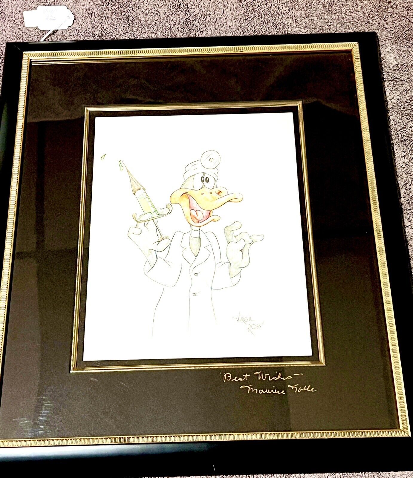Signed Daffy Duck Warner Original Art by Animator Virgil Ross  Looney Tunes