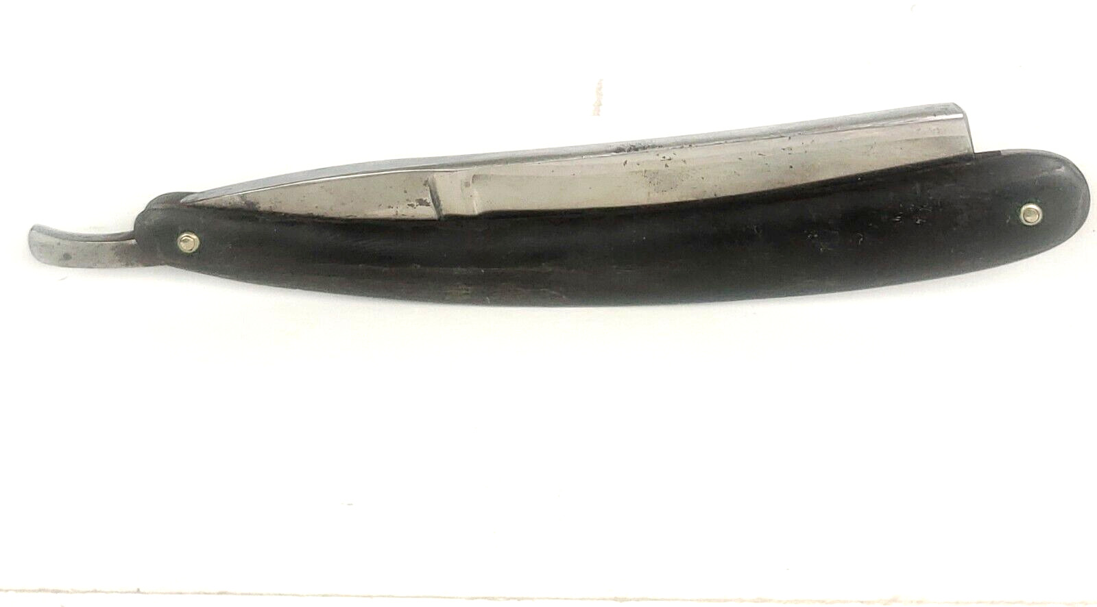 Antique Hessenbruch Co Full Concave  Straight Razor Horn Stock Thick Blade