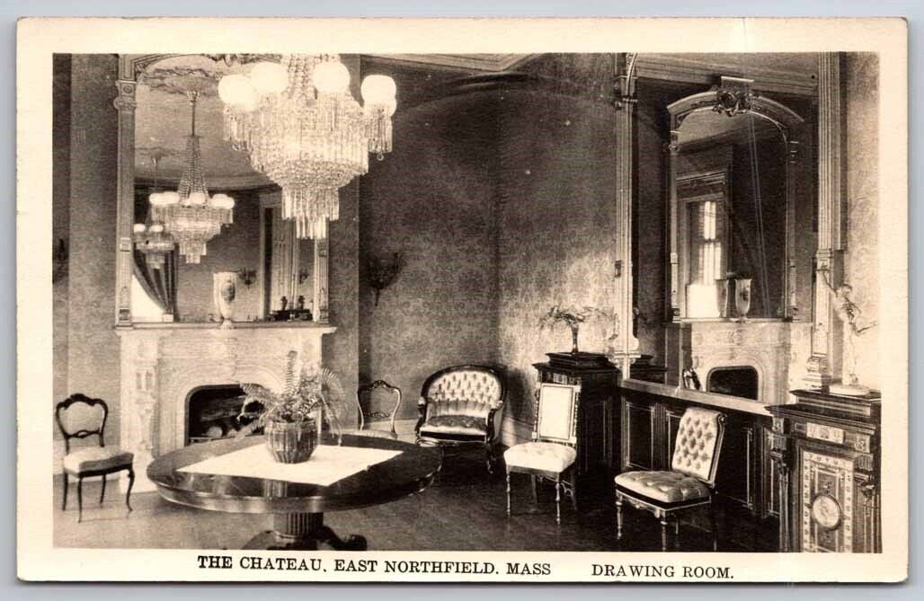 The Chateau East Interior Drawing Room Northfield MA Massachusetts Postcard 