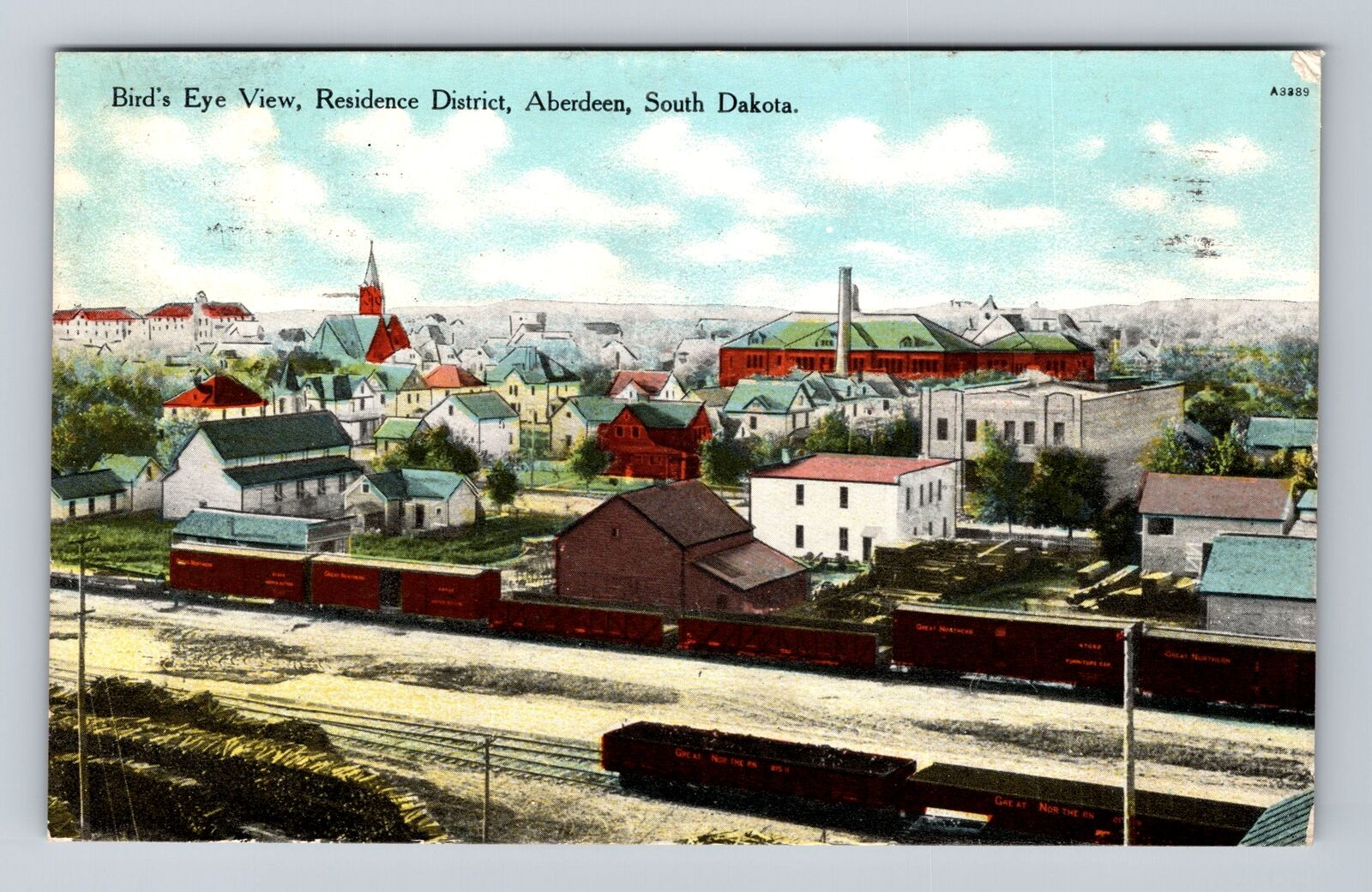 Aberdeen SD-South Dakota, Aerial Residence District, Vintage c1912 Postcard