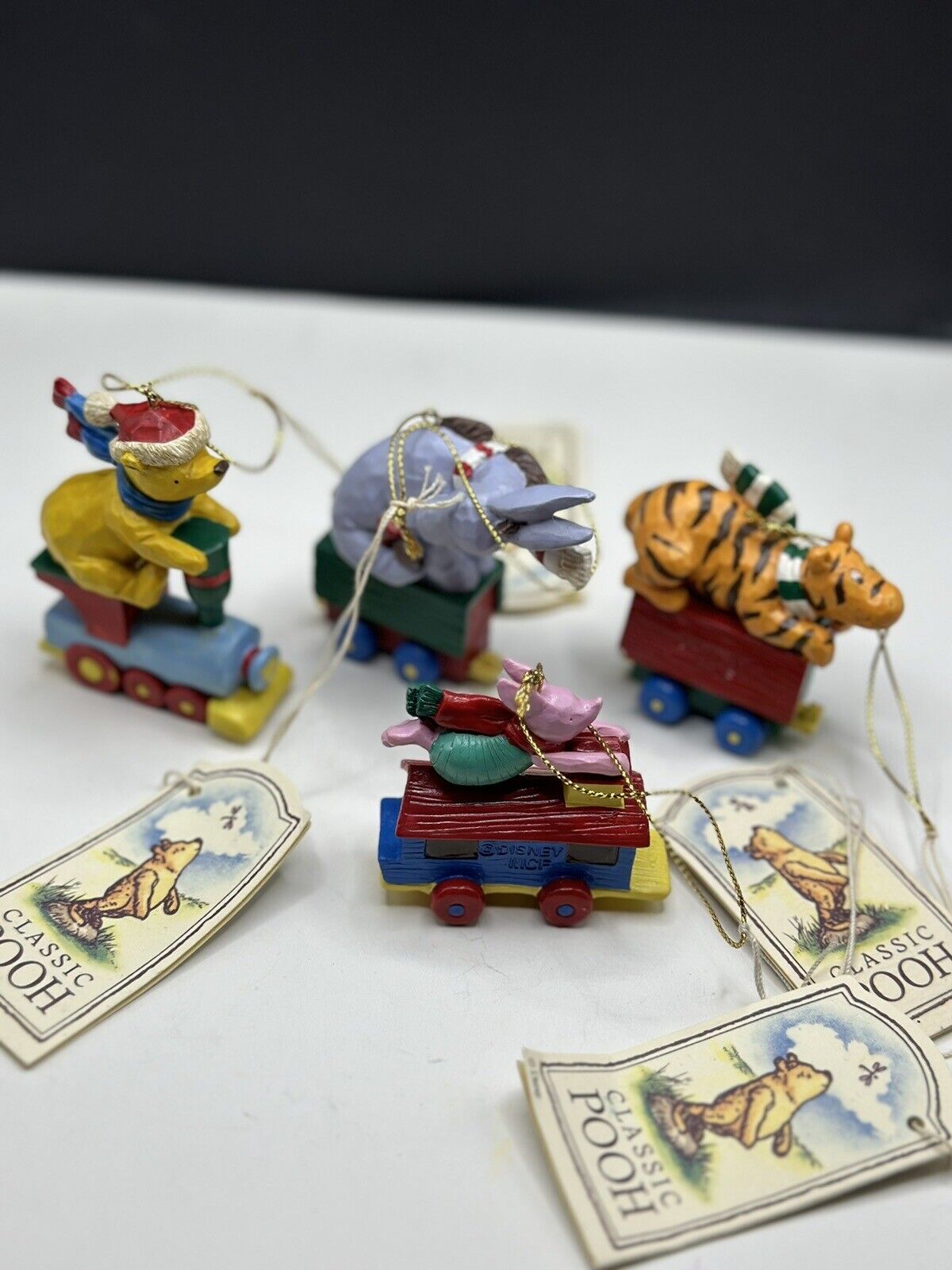 4 NWT CLASSIC Winnie The Pooh MIDWEST OF CANNON FALLS Christmas TRAIN Ornaments