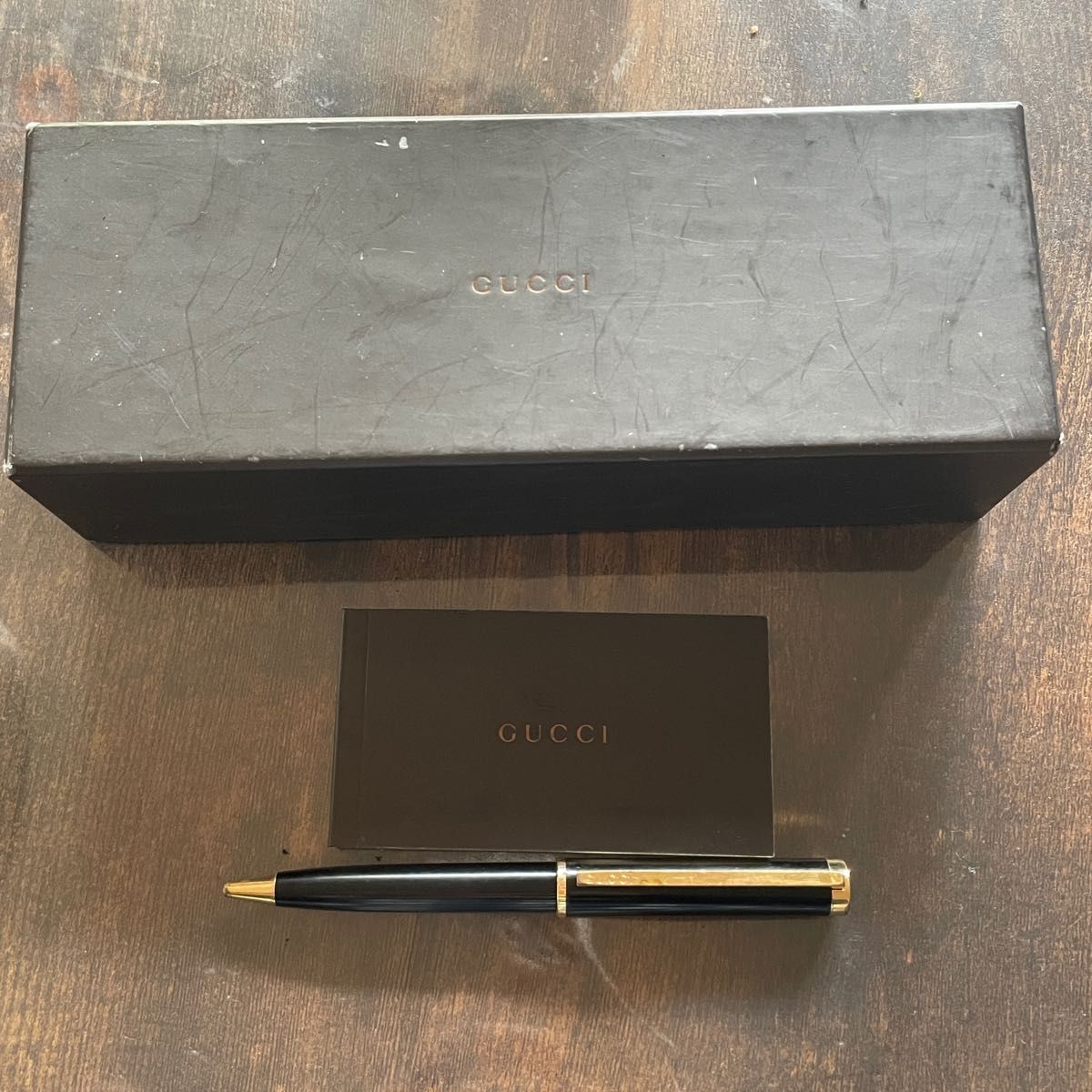 GUCCI Ballpoint Pen Black Gold Box and Instruction Manual Included Luxury Brand