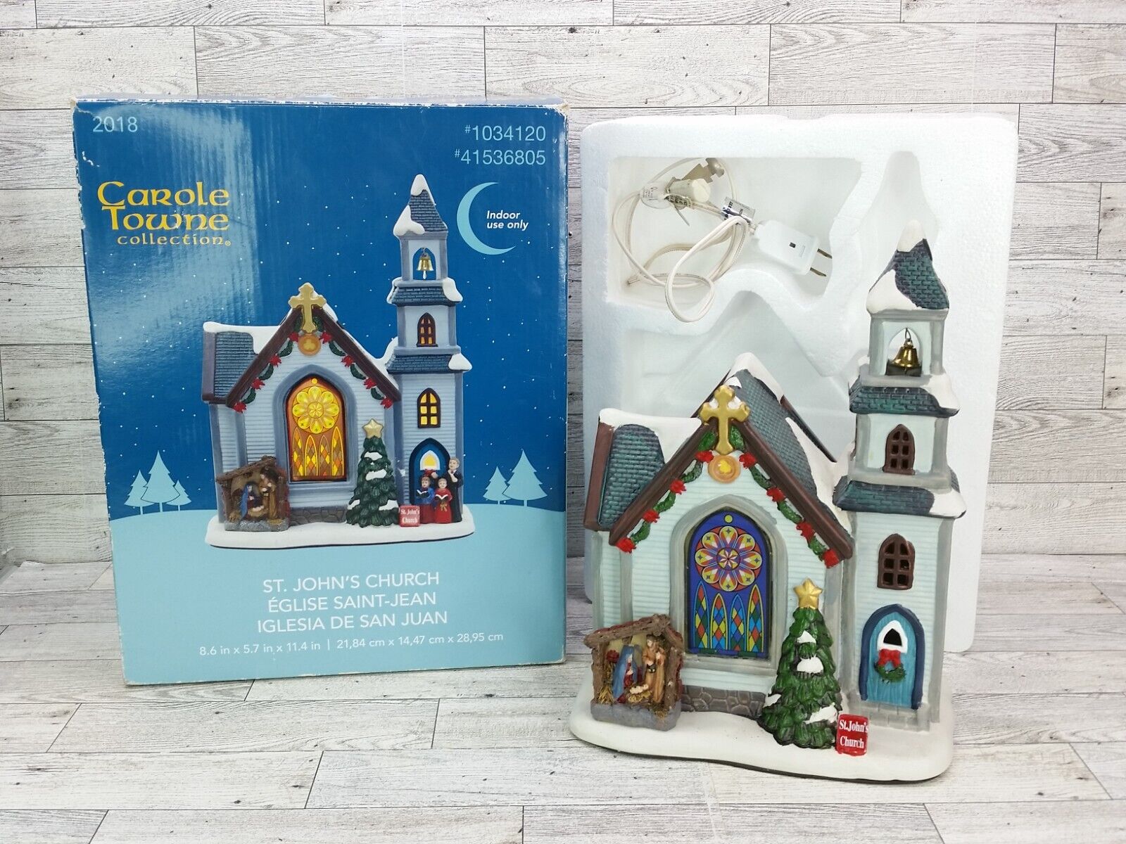 Carole Towne St. John's Church Christmas Village Nativity Lighted 2018 Rare