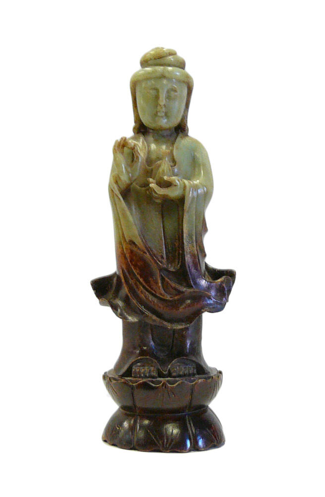 Chinese Oriental Stone Carved Bottle Kwan Yin Statue cs691-8