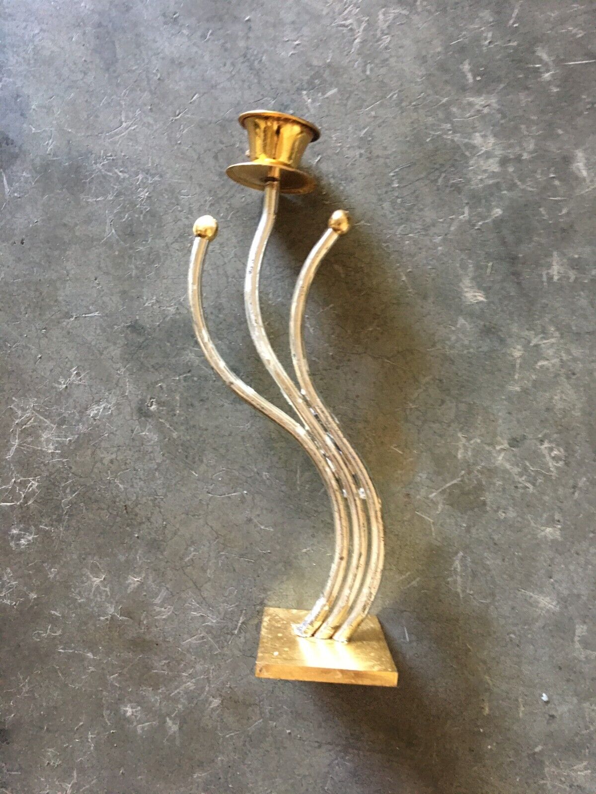 Vintage 24 KT. Gold & Silver Plated Karshi Original Hand made candle Holder Rare
