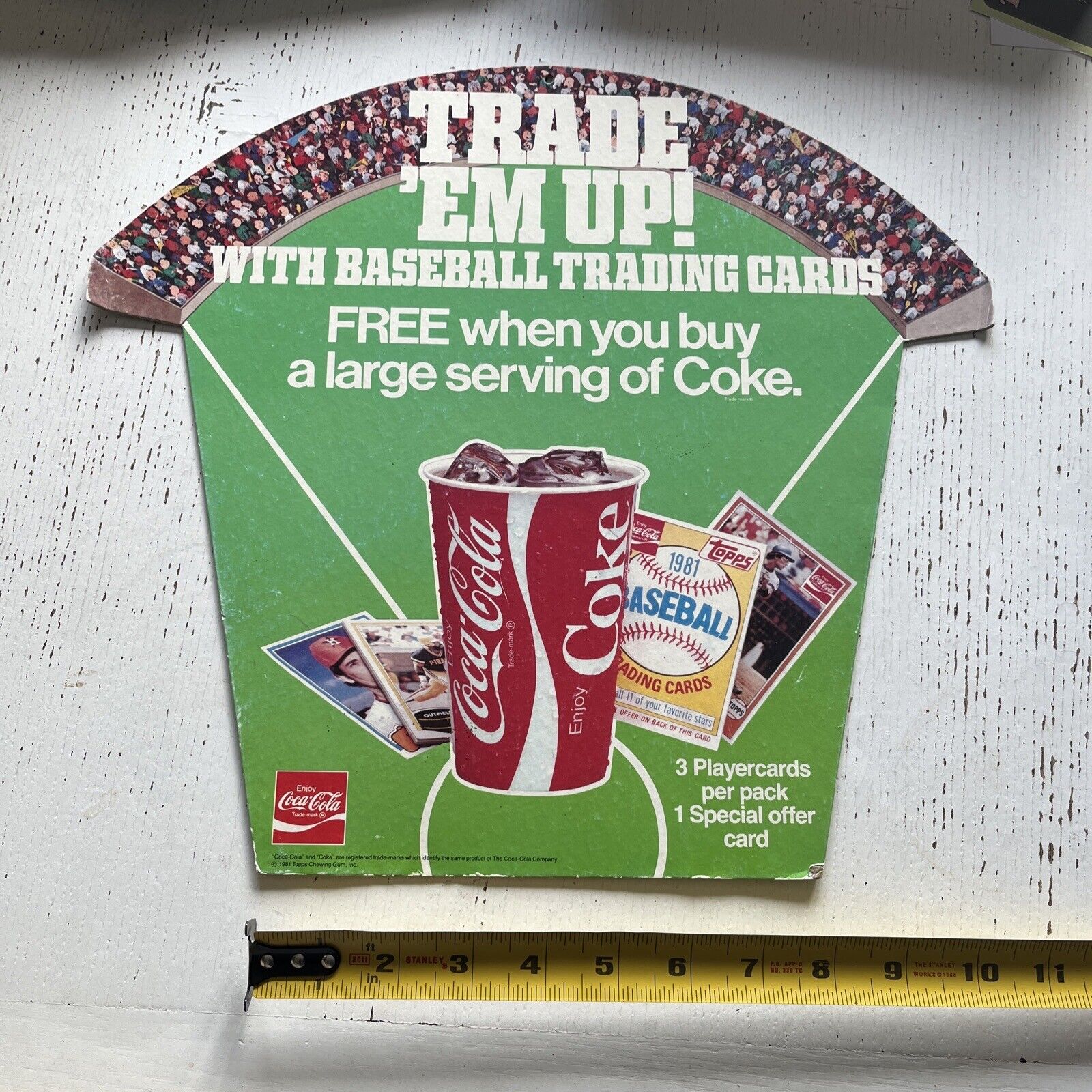 1981 Topps Coke Baseball Promo Store Display Sign. RARE Nolan Ryan 2 Sided