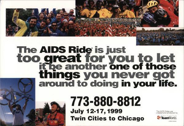 Rack Card Twin Cities,Wisconsin,Chicago AIDS Ride,IL Cook County Advertising