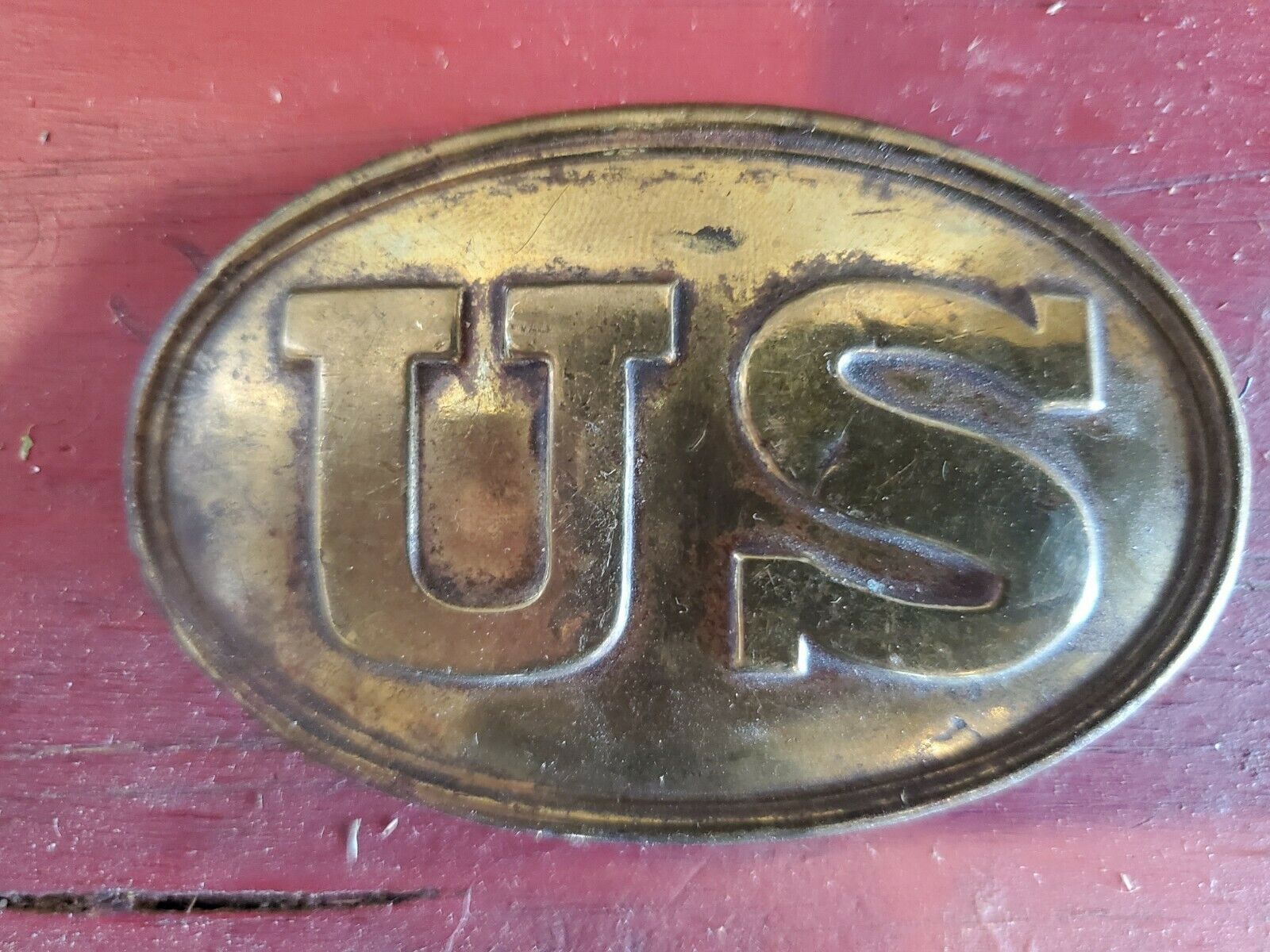 1860 Civil War US Military Belt Buckle Brass Lead Filled Back Antique collect