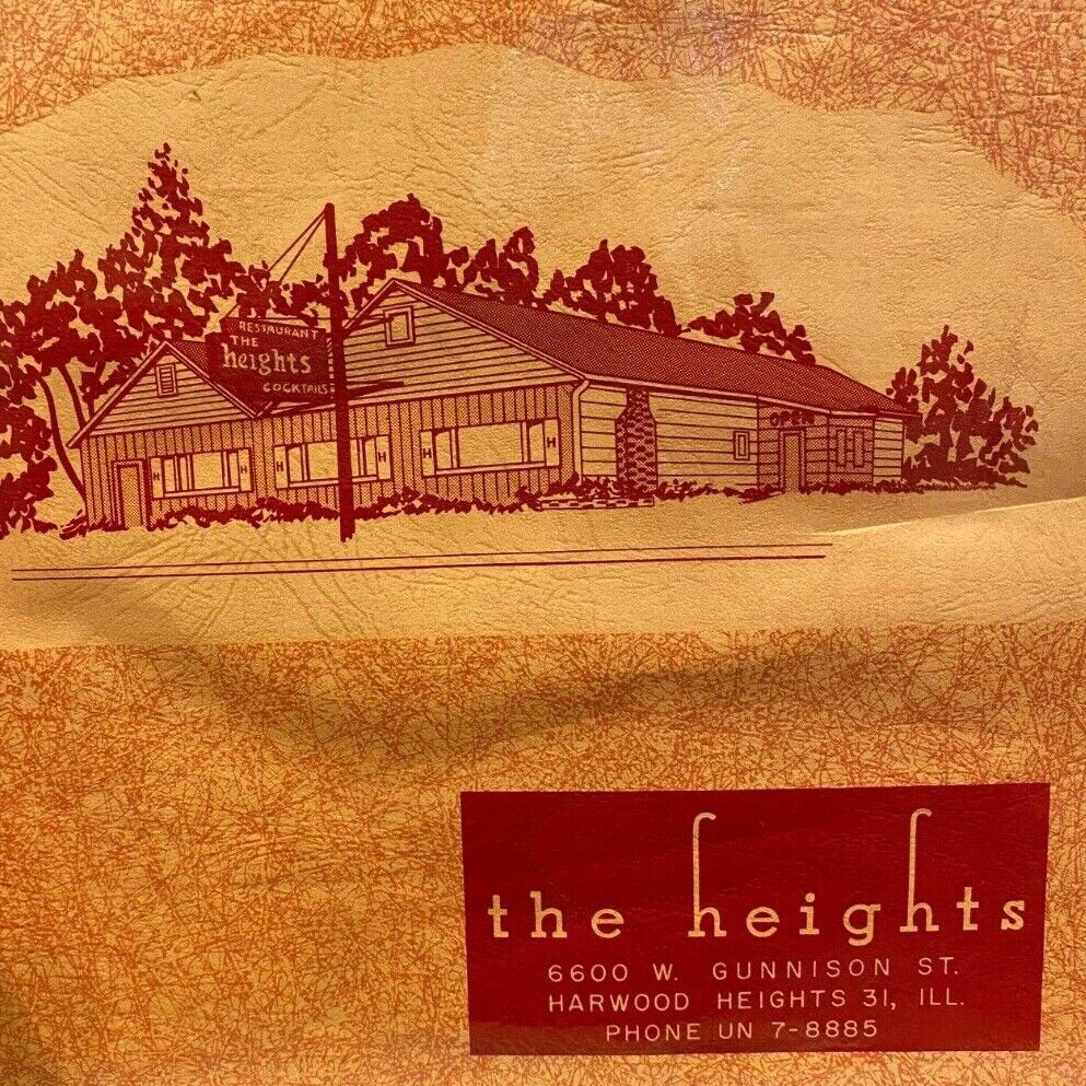 1950s The Heights Restaurant Menu Gunnison Street Hardwood Heights Illinois