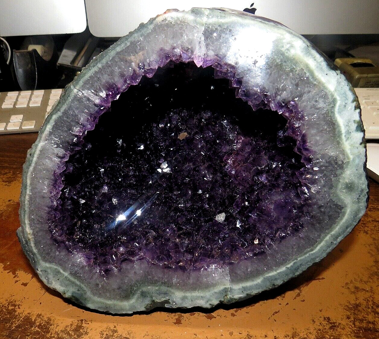LARGE DEEP DARK AMETHYST  CRYSTAL  CATHEDRAL GEODE FROM URUGUAY ; CLUSTER