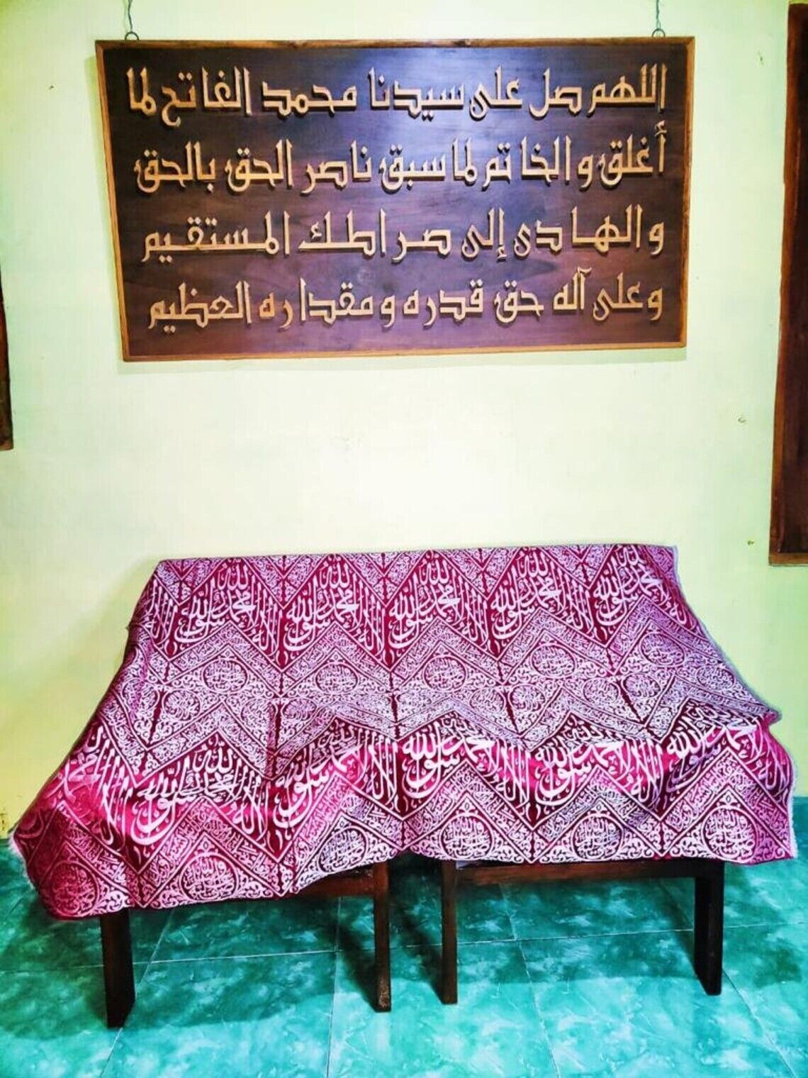 Certified red inside kiswa kaaba  for home decor islamic calligraphy art 100x110