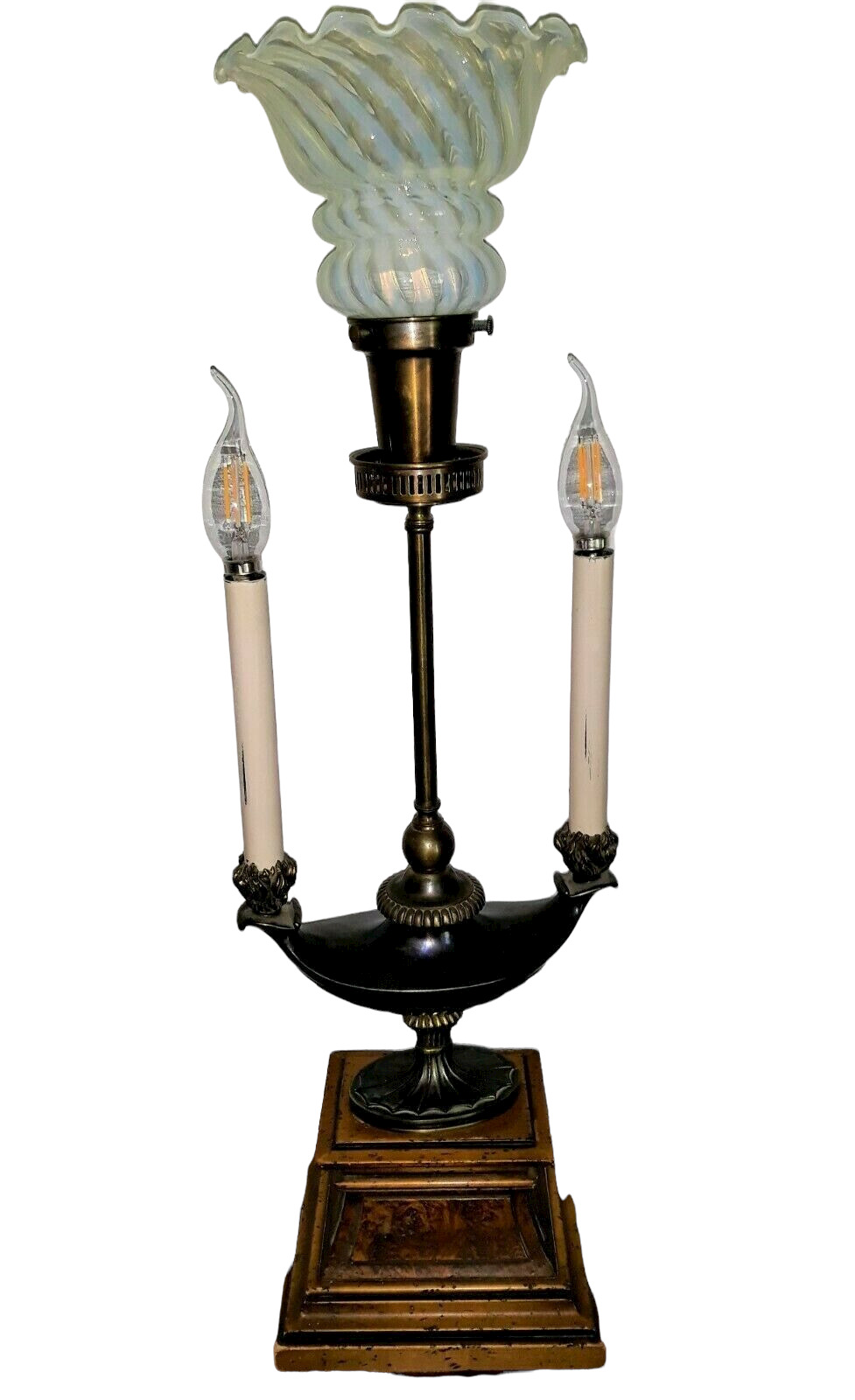 Vintage Art Nouveau Deco Stiffel Aladdin Oil Lamp Design Candlestick 3 Way  28\