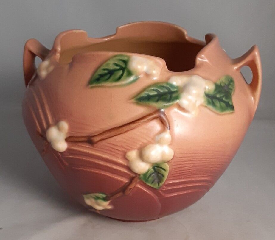 Roseville Pink Snowberry Art Pottery Jardiniere Vase IRB-5 Art Deco 5\