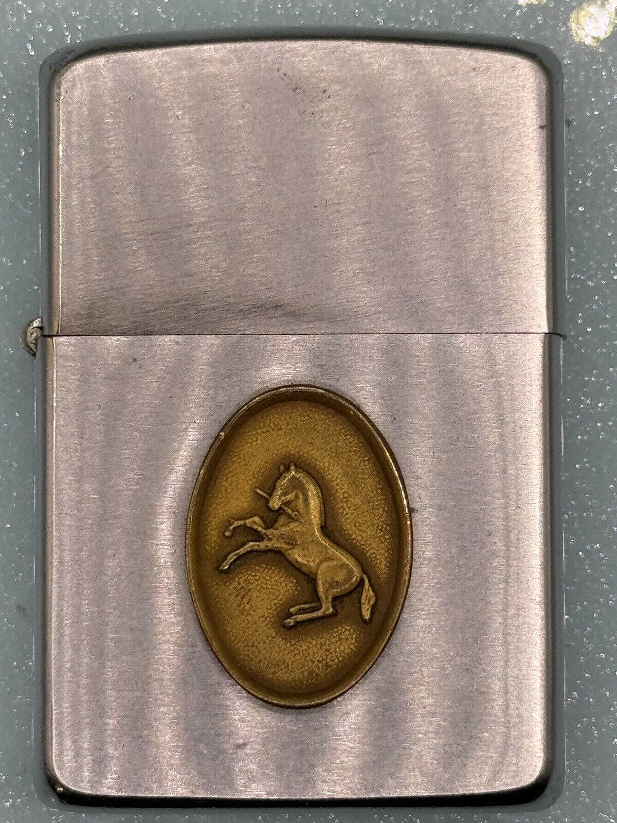 Vintage 1967 Horse Oval Emblem Chrome Zippo Lighter
