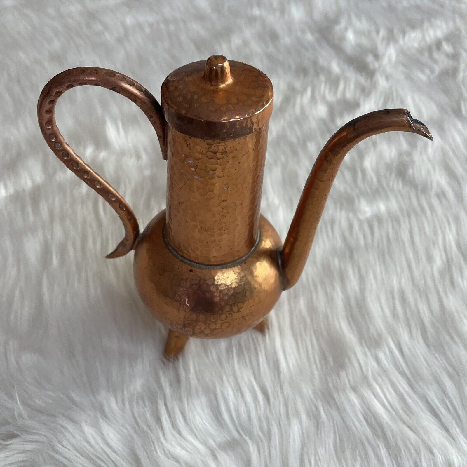 Hammered Copper Teapot VTG 7.5” Height