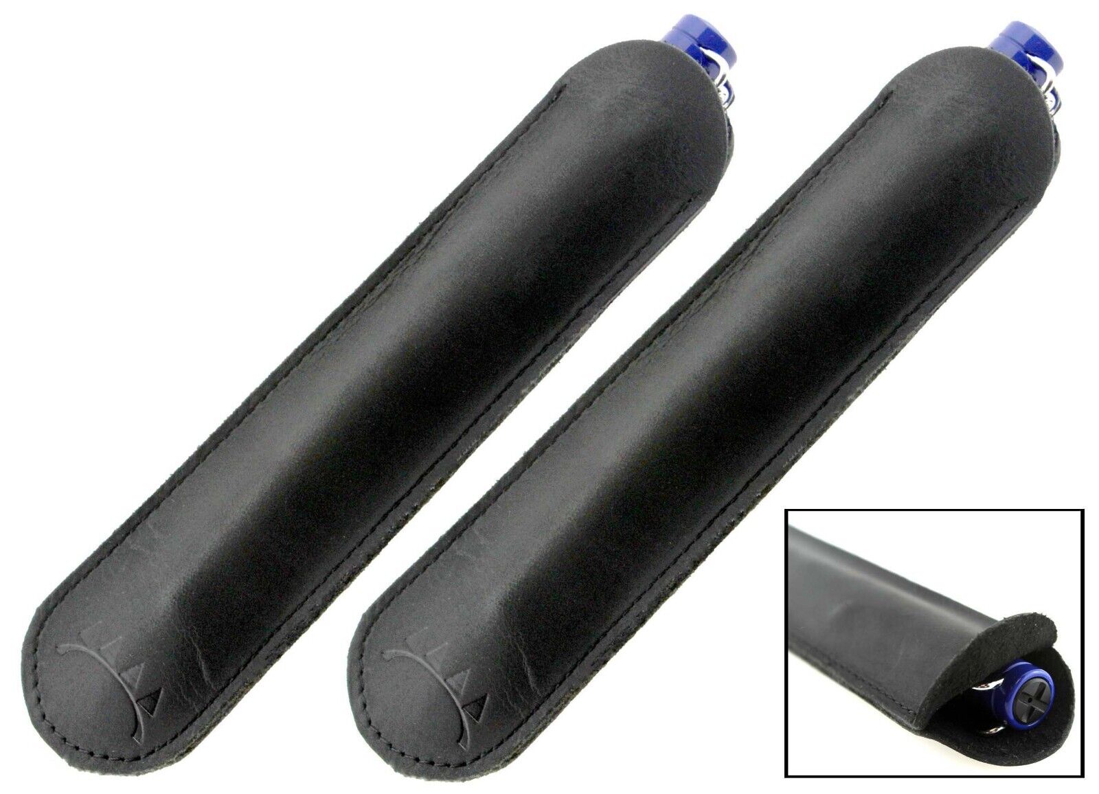 2 PCS Premium Top Grain Genuine Leather Pen Sleeve/Slip/Case, 2 Black Cases