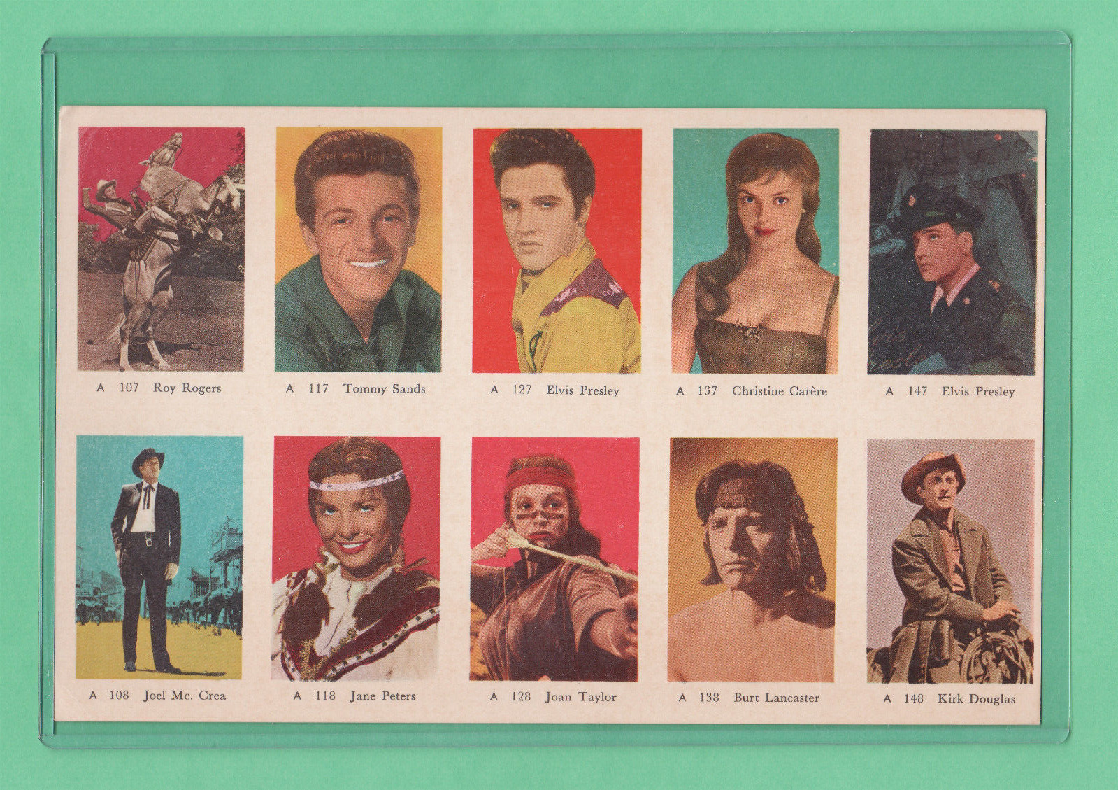 1958  Elvis Presley  Dutch Gum card Serie A 127 and 147 in Uncut Sheet Rare