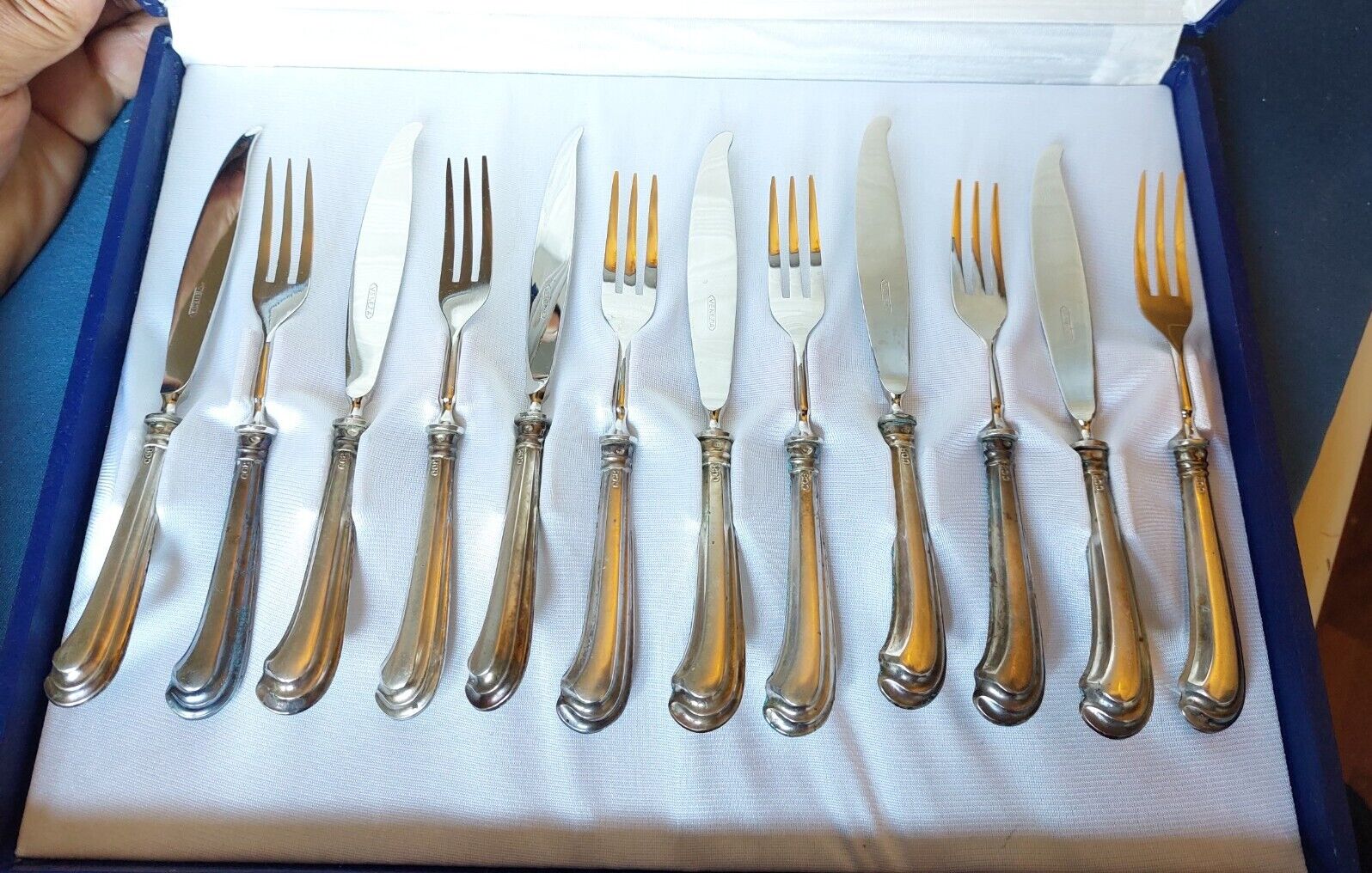 Vintage 800 Silver Flatware set for 6 Forks and 6 Knifes -Venezia italy 