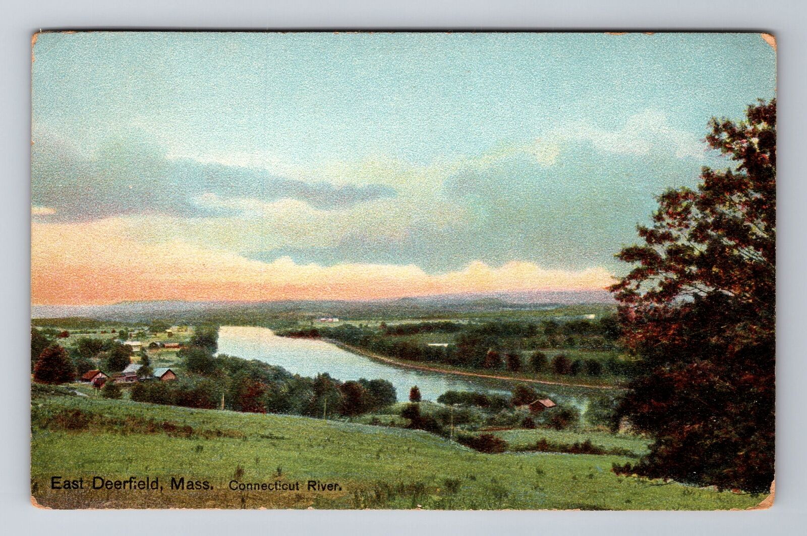 East Deerfield MA-Massachusetts, Connecticut River, Antique, Vintage Postcard