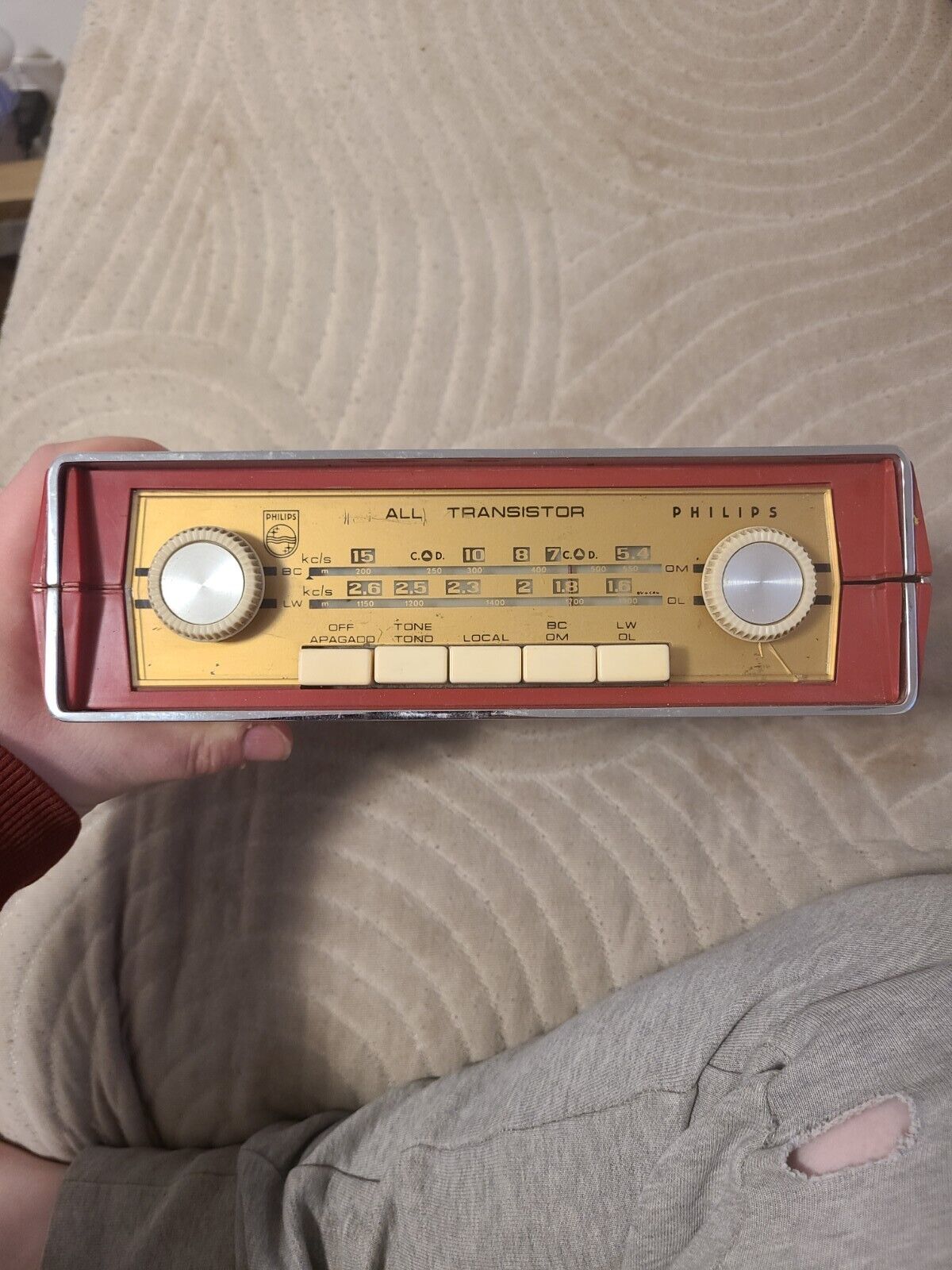 Vintage Phillips Car All Transistor Car Radio Red Version