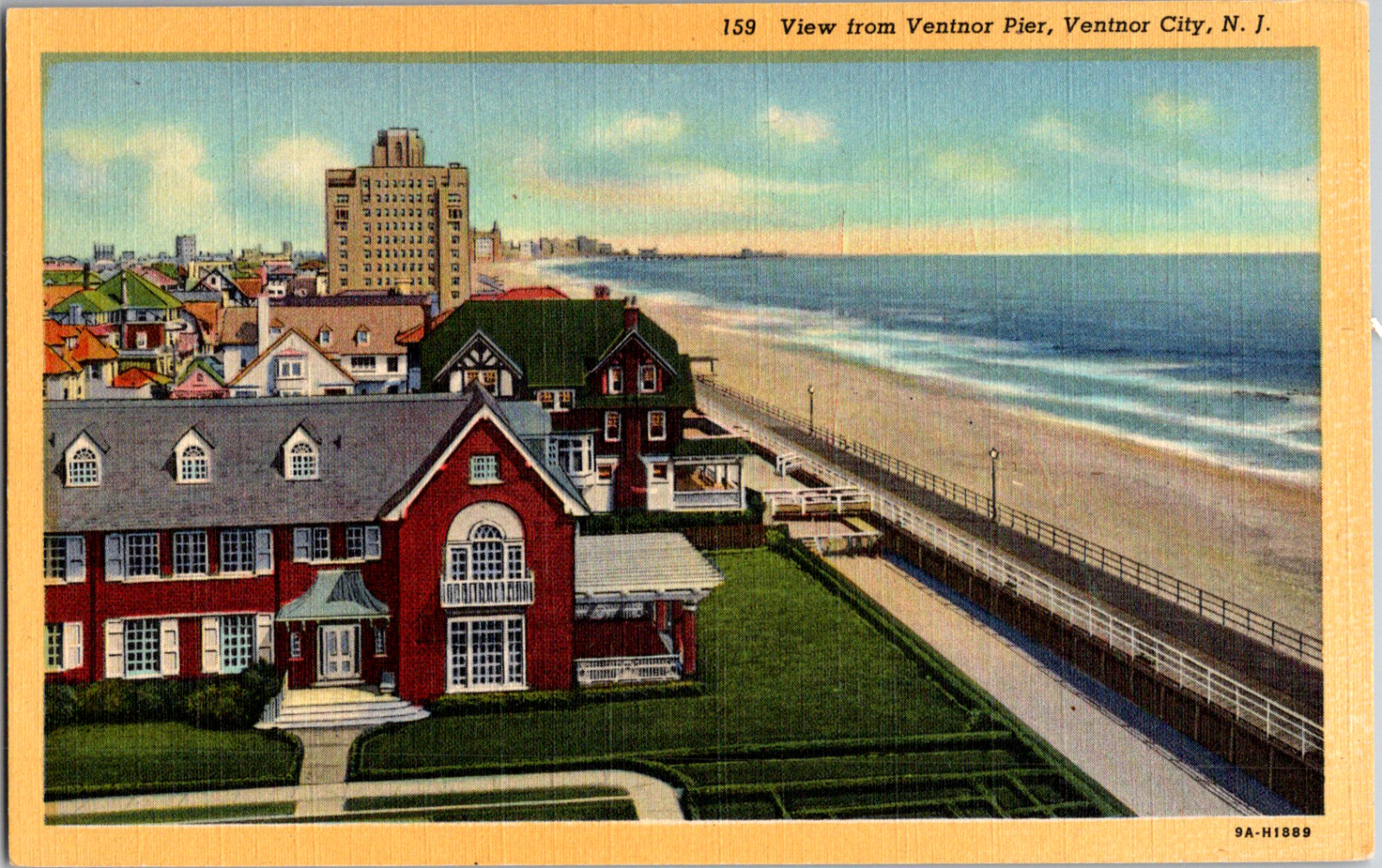 Vintage C. 1940's View From Ventnor City Pier Ocean Beach New Jersey NJ Postcard