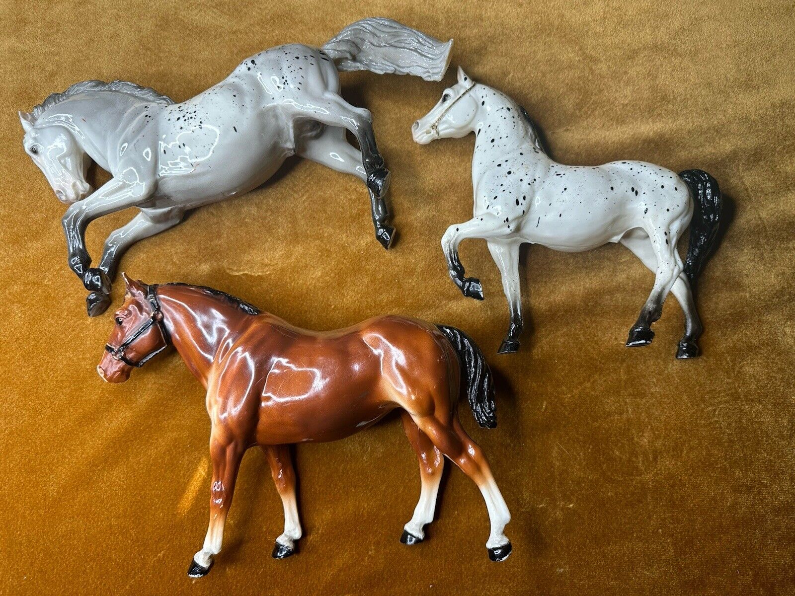 Breyer Horse Model #32 King Fighting Stallion Glossy Grey Appaloosa + Two Others