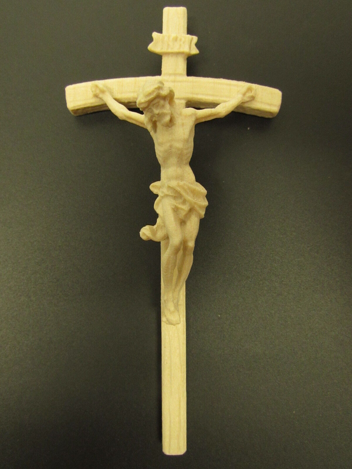 Small Wood Carved Crucifix - Beautiful Alpine Woodcarving of Christ on Cross