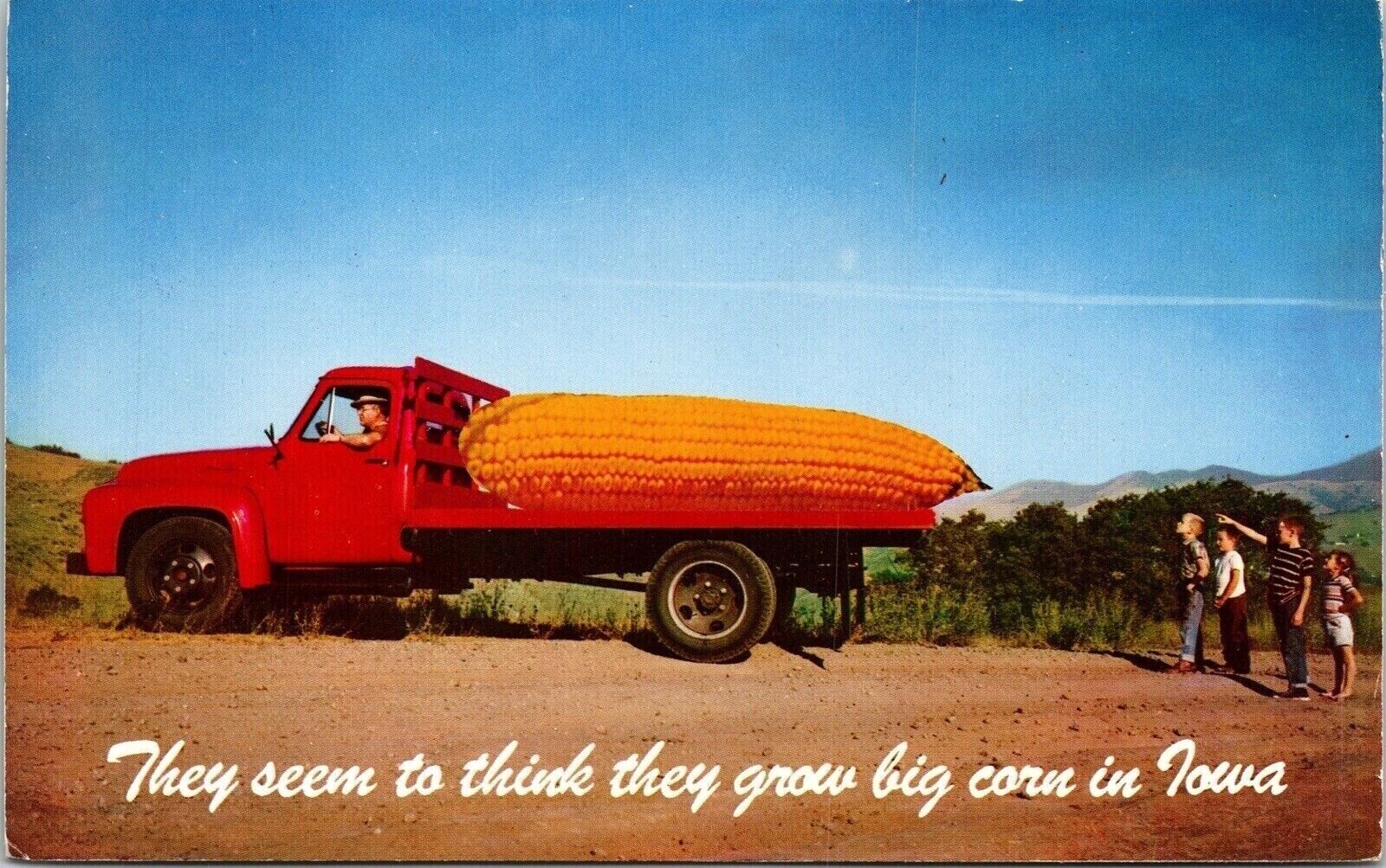 Iowa Quote Saying Unusual Oversized Corn Truck Bed Man Kids Postcard Unused UNP