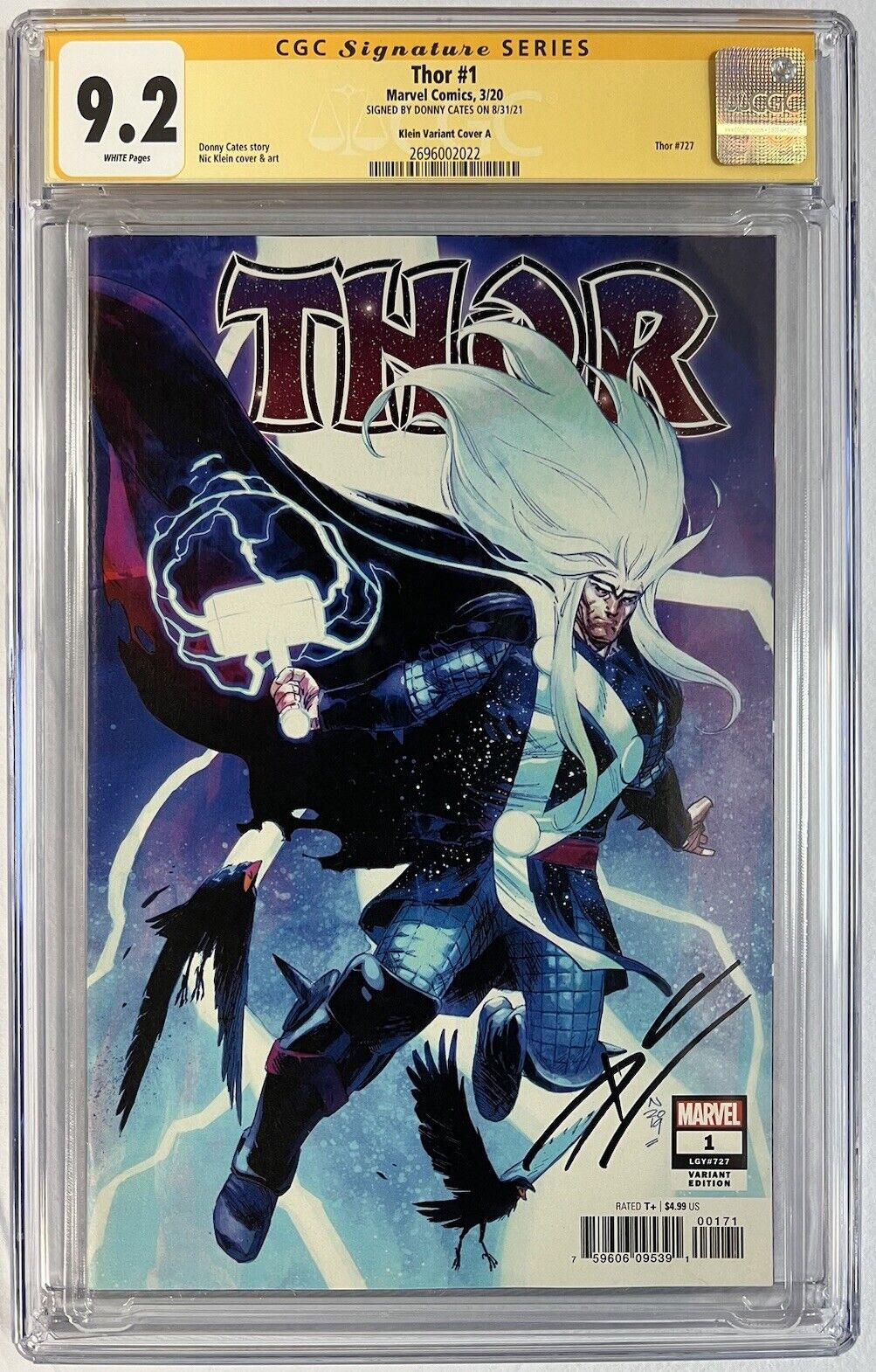 Thor #1 Marvel Comics Signed By Donny Cates Klein Variant Cover A Graded 9.2 CGC
