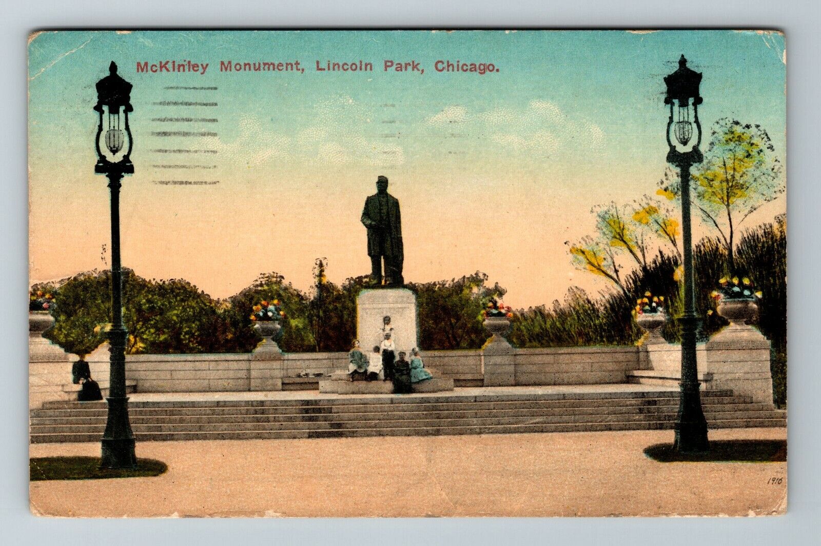 Chicago IL-Illinois, McKinley Monument, Lincoln Park, Historic Vintage Postcard