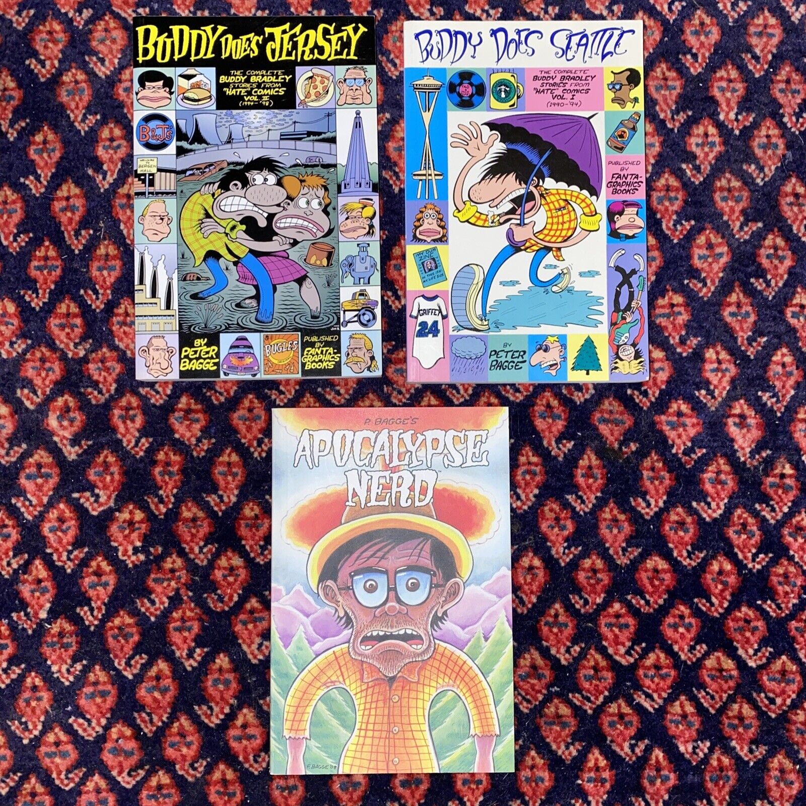 3 Peter Bagge Graphic Novel lot Buddy Does Seattle Jersey Apocalypse Nerd Hate
