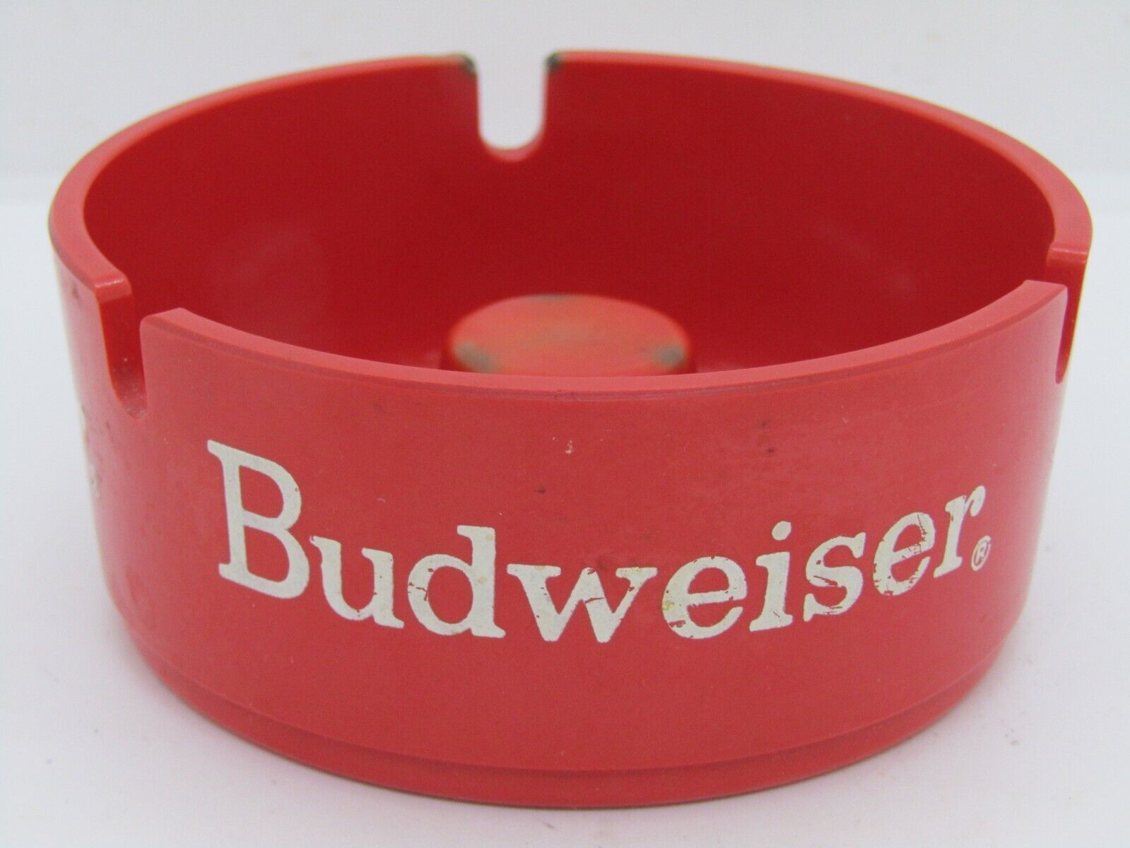 VINTAGE BUDWEISER ASHTRAY RED PLASTIC 3 SLOT COLLECTABLE 
