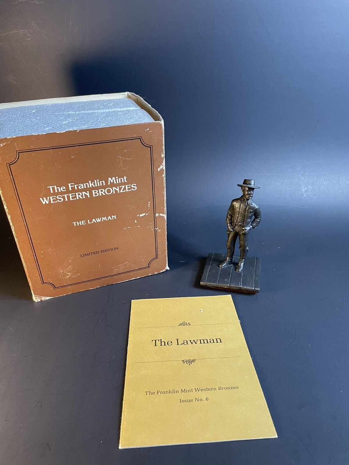 Franklin Mint Western Bronze 1976 Limited Edition The Lawman No 6 In Series