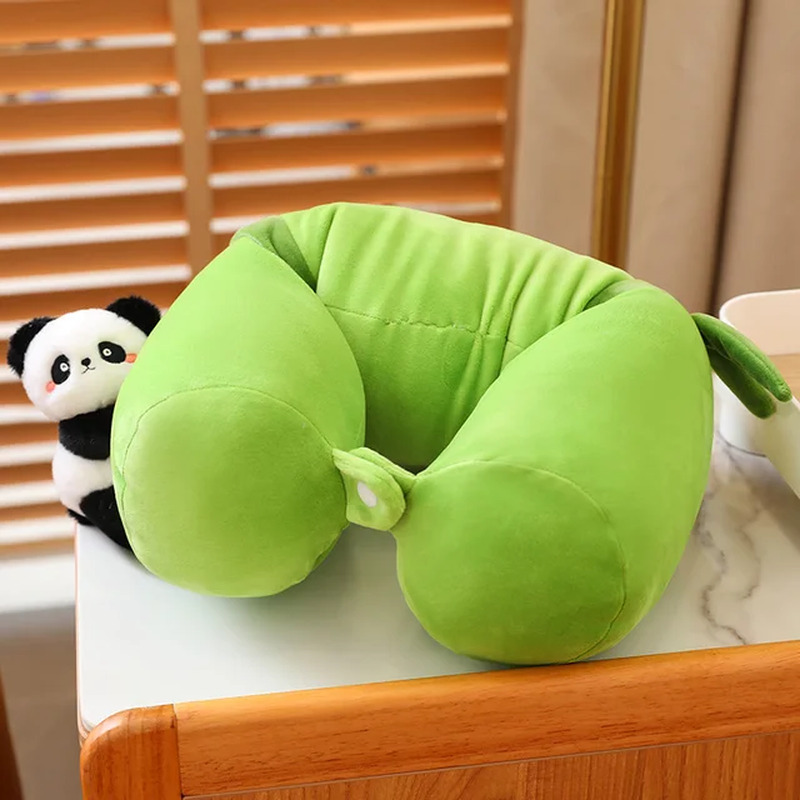 Kawaii Panda Long Green Bamboo Plush Pillow Stuffed Sleeping Leg Support Bolster