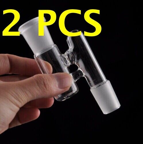 2PCS 14mm Male To 14mm Female Glass Reclaim Ash Catcher Drop Down Glass Adapter