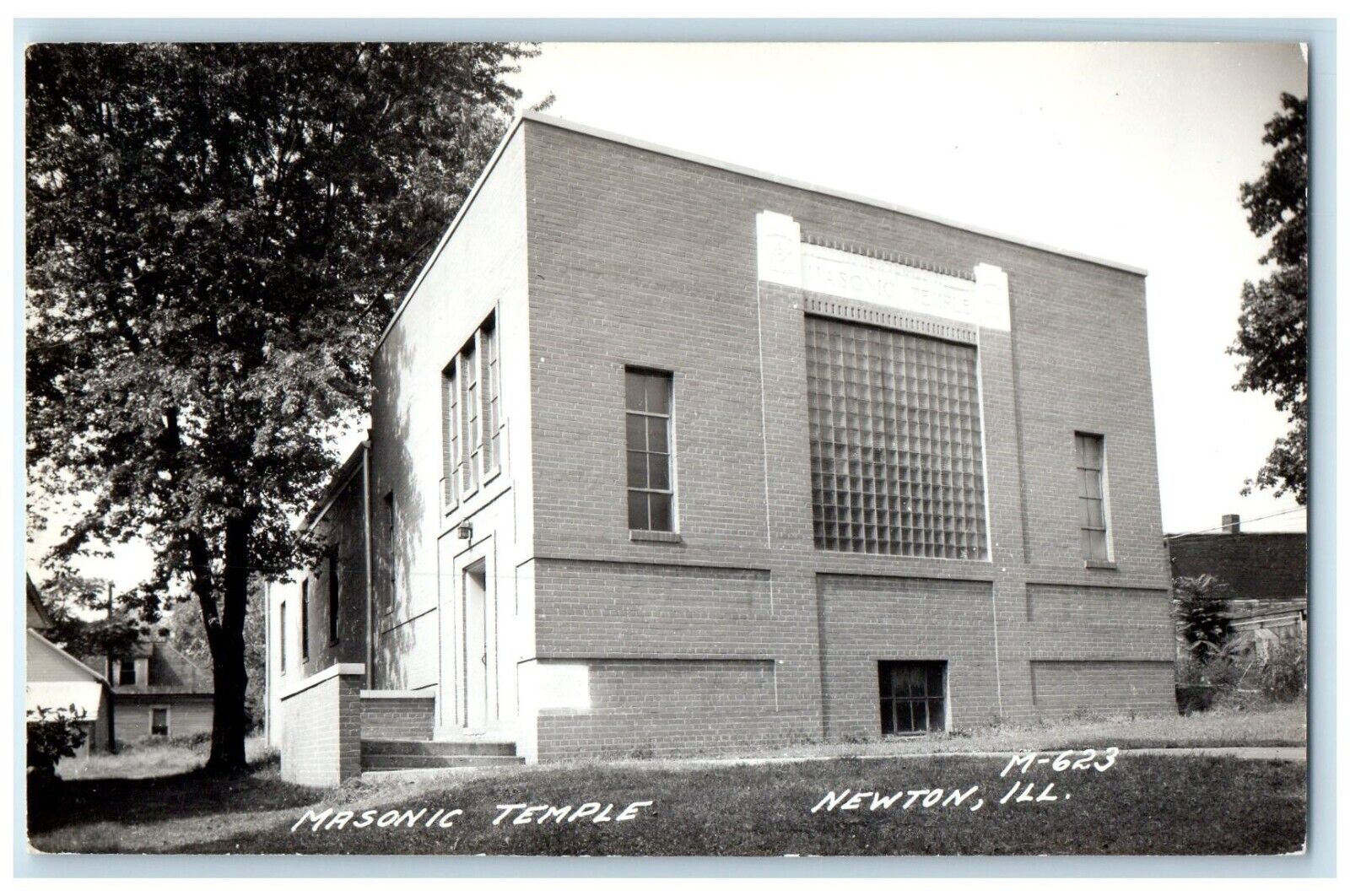 c1940's Masonic Temple Building Newton Illinois IL RPPC Photo Vintage Postcard