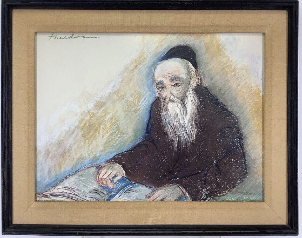 Fay Freedman (1923-1998) Original Painting “Rabbi Sitting\