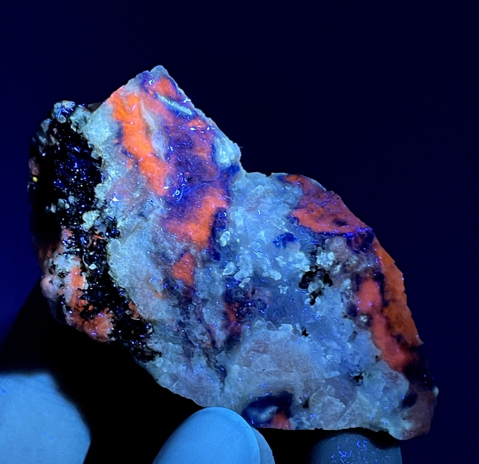 335 Gram Amazing Natural Fluorescent Afghanite With Pyrite Specimen@ Afghanistan