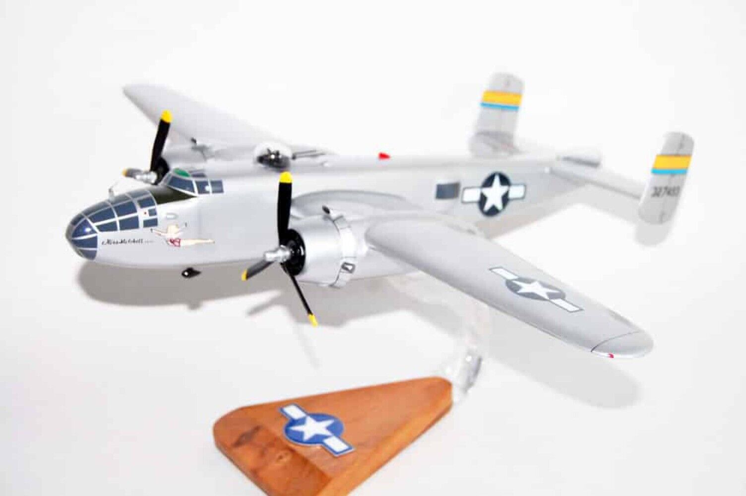 “Miss Mitchell” North American B-25 Mitchell Model, 1/45th Scale, Mahogany