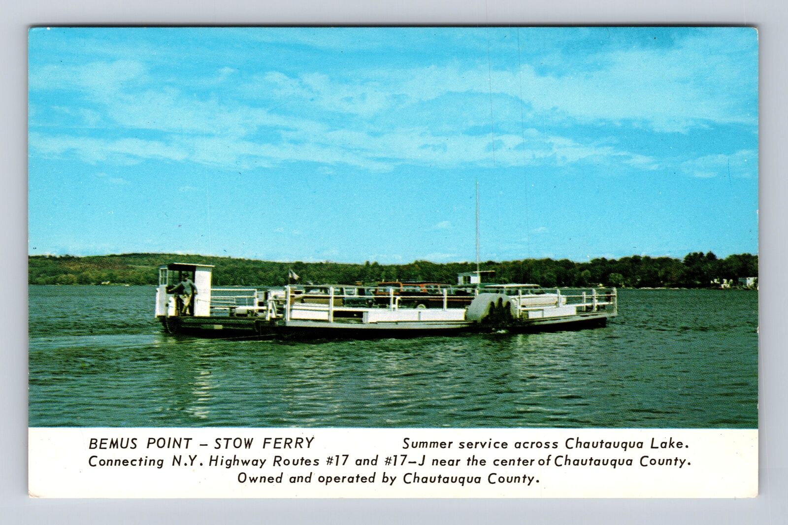Bemus Point NY-New York, Stow Ferry To Chautauqua Lake Souvenir Vintage Postcard