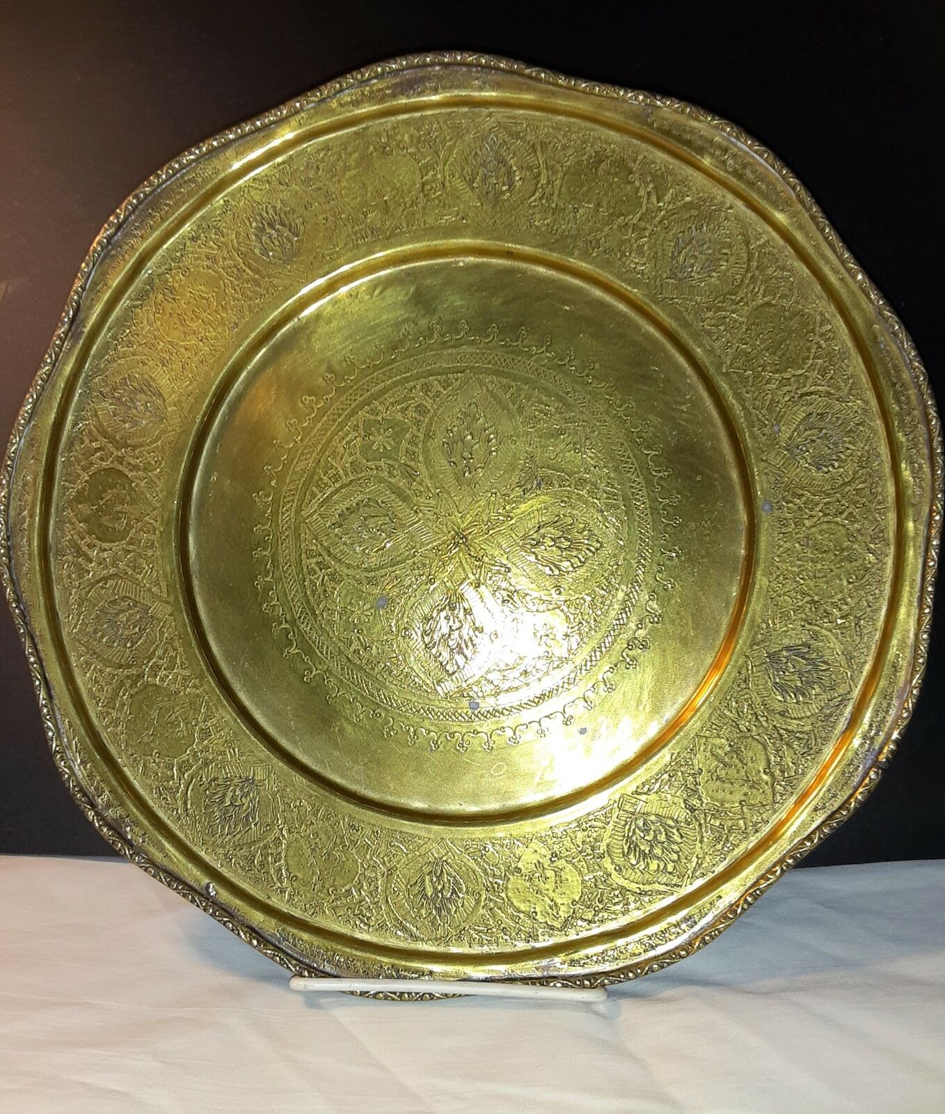 Antique Indo-Persian Brass Tray 19th Century