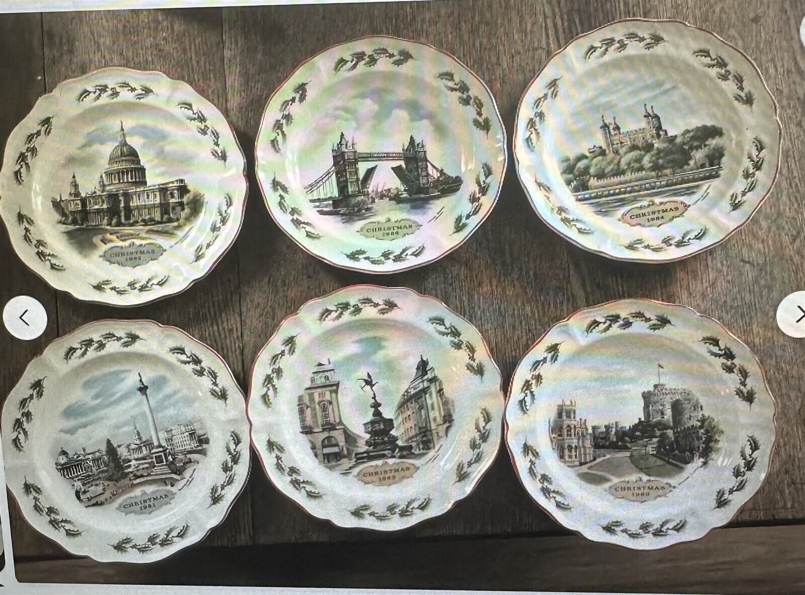 Wedgwood Queen\'s Ware Christmas Plates Set of 6 Dated 1980\'S