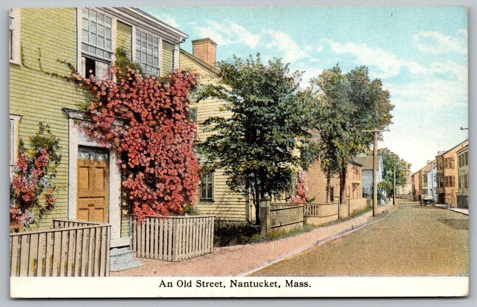 Old Street Nantucket Ma Massachusetts Postcard