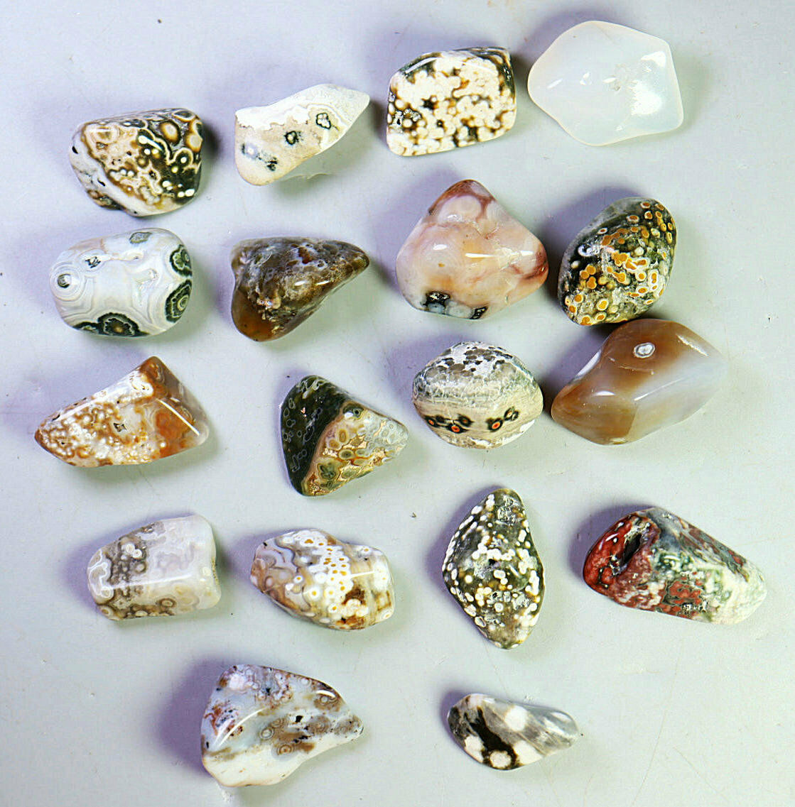 18pcs Natural Ocean Jasper Quartz Crystal Agate Round Pendant Jasper Reiki Stone