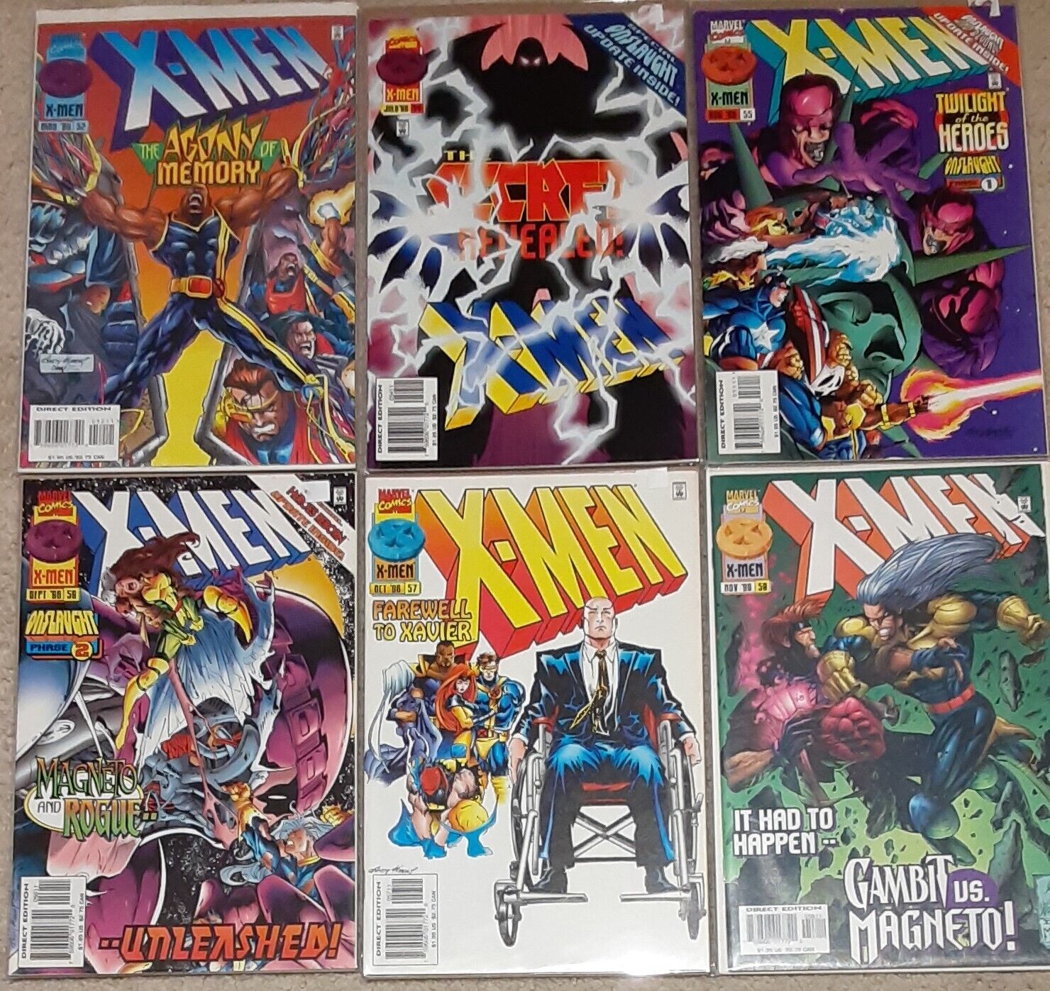 X-Men #52 54-58 Vol 2 (Lot of 6) VF 1996 Bastion, Onslaught KEYS Marvel SEE PICS