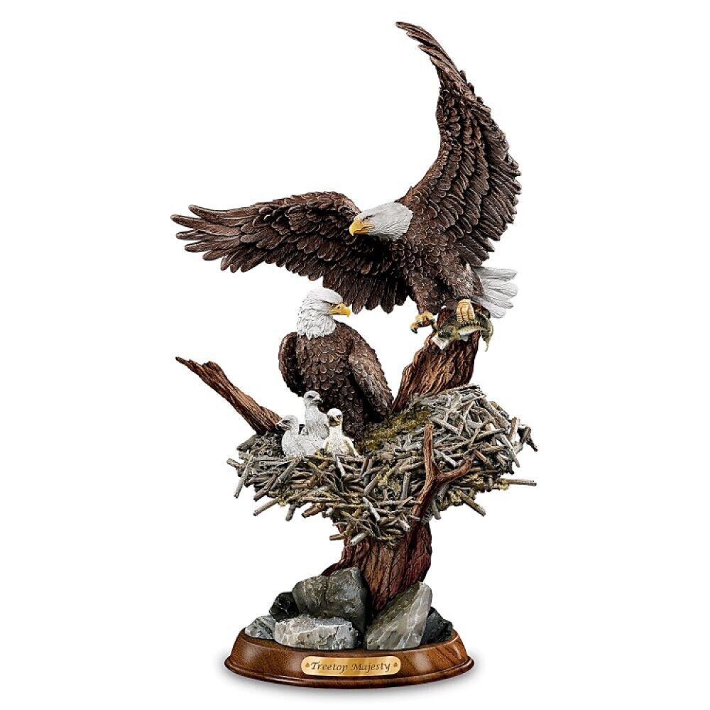 Bradford Exchange Treetop Majesty Bald Eagle Sculpture Protector of the Nest 10\