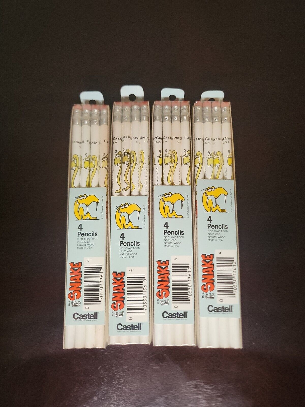 Vintage Castell  Mr. S Sols Snake No 2 Lead Pencil Four Pack Lot Of 4 1975. ST3